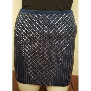 Blue skirt with silver beading